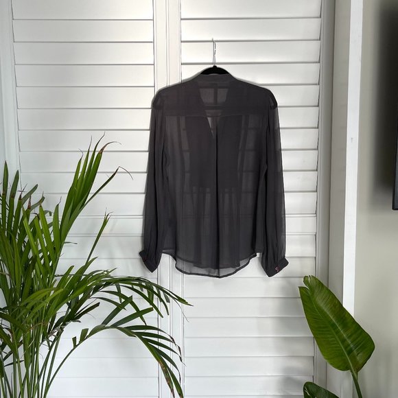 Kay Celine Dark Grey Sheer Silk Sequin Blouse - Picture 3 of 8